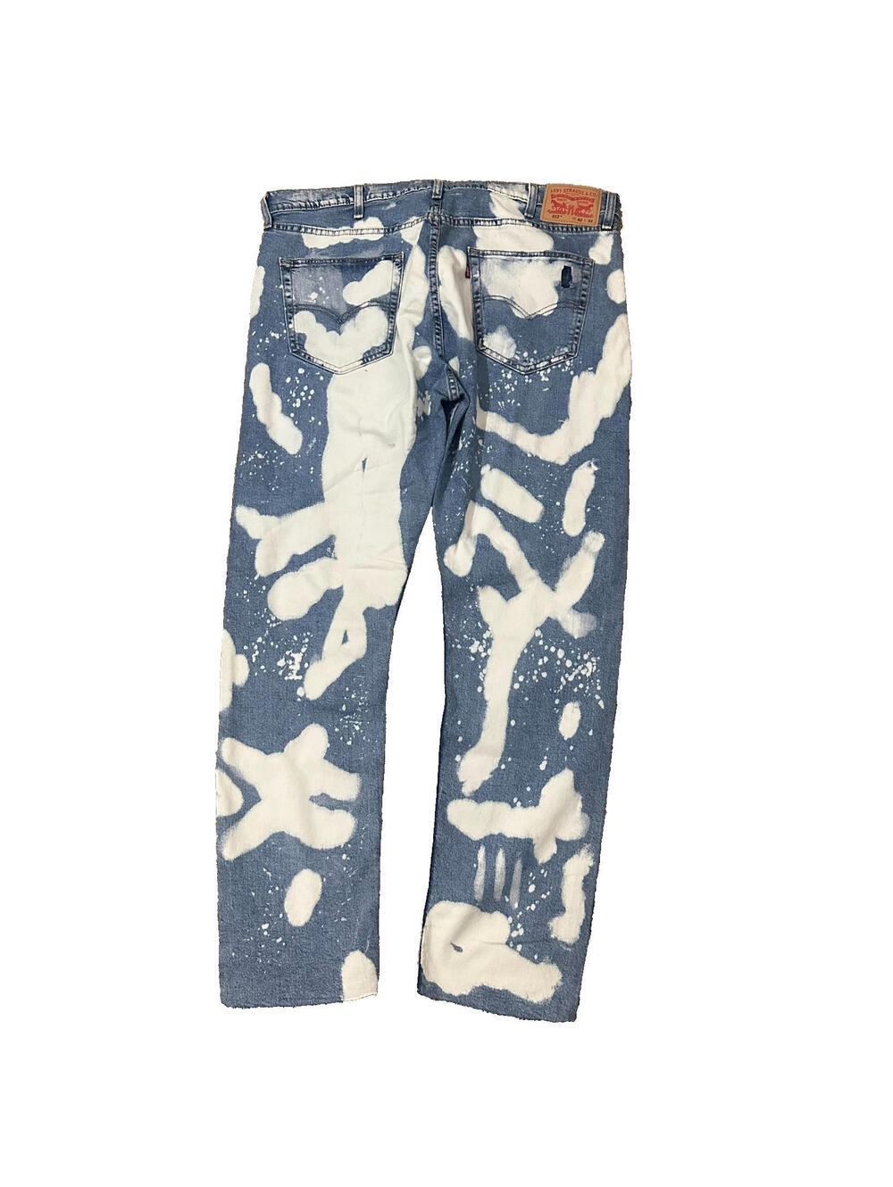 Levis 512 Slim Taper Men 42x30 Stretch Bleach Wash Light Blue Jeans Denim